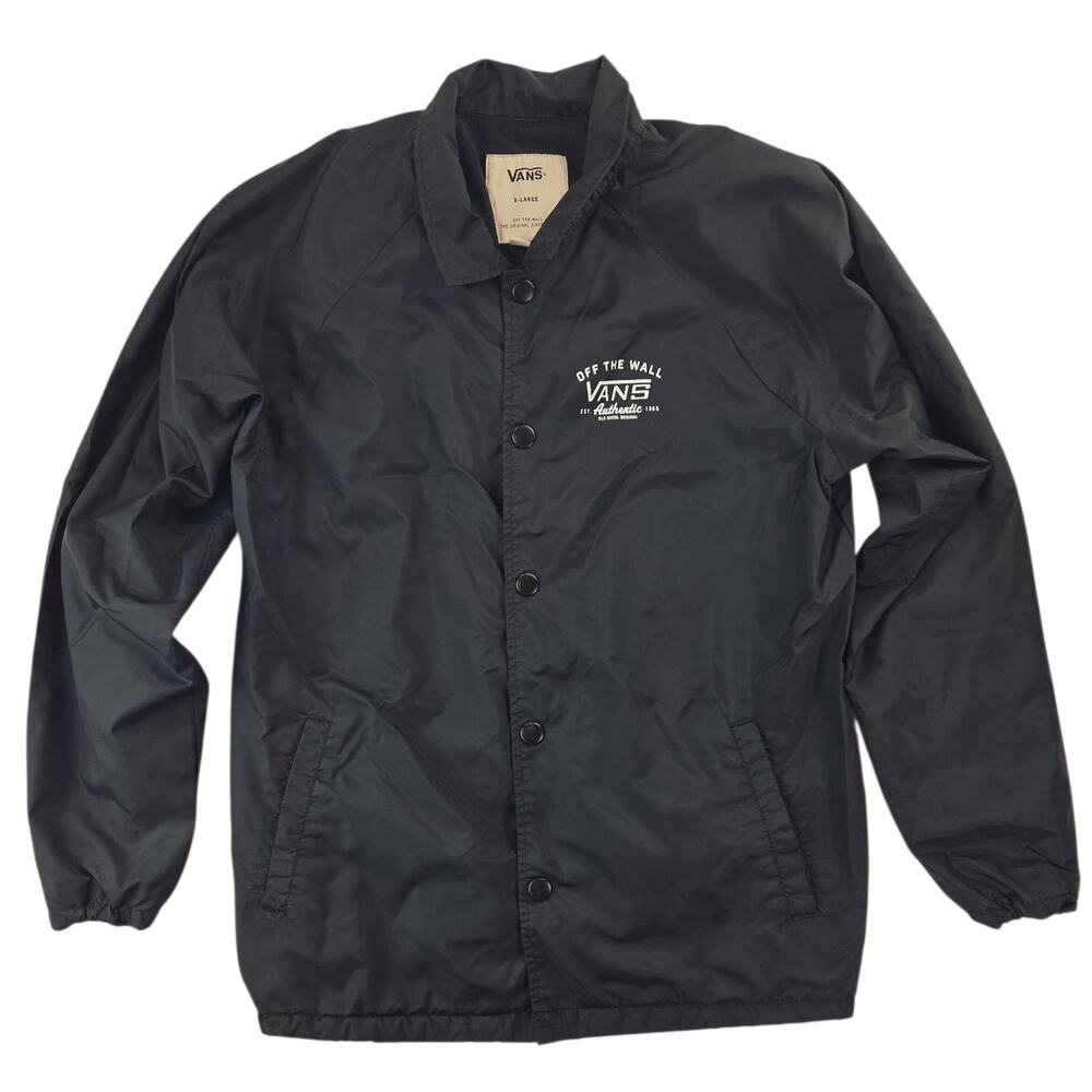Vans | Black Coach's Snap Jacket w/Logo | Size XL